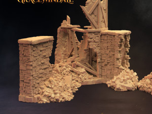 Gatehouse - Ruined Watchtower And Walls 3D Print Model