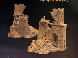Gatehouse - Ruined Watchtower And Walls 3D 프린트 모델