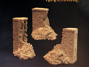 Gatehouse - Ruined Watchtower And Walls 3D 프린트 모델