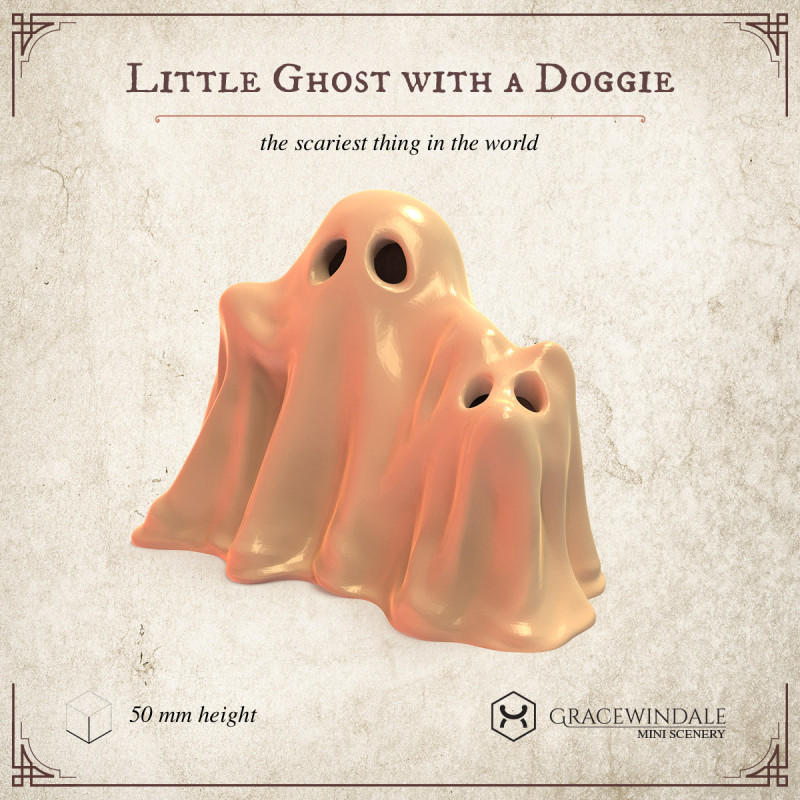 Little Ghost with a Doggie 3D Baskı Modeli .c4d .max .obj .3ds .fbx .stl .blend 