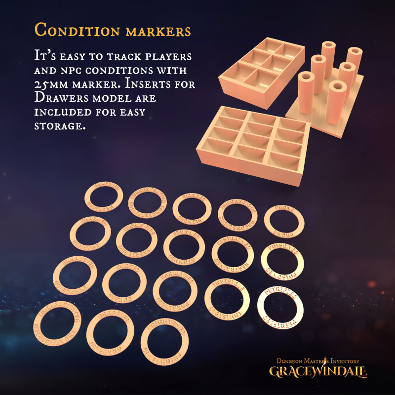 DM Inventory - Condition Markers 3D 프린트 모델 .c4d .max .obj .3ds .fbx .stl .blend