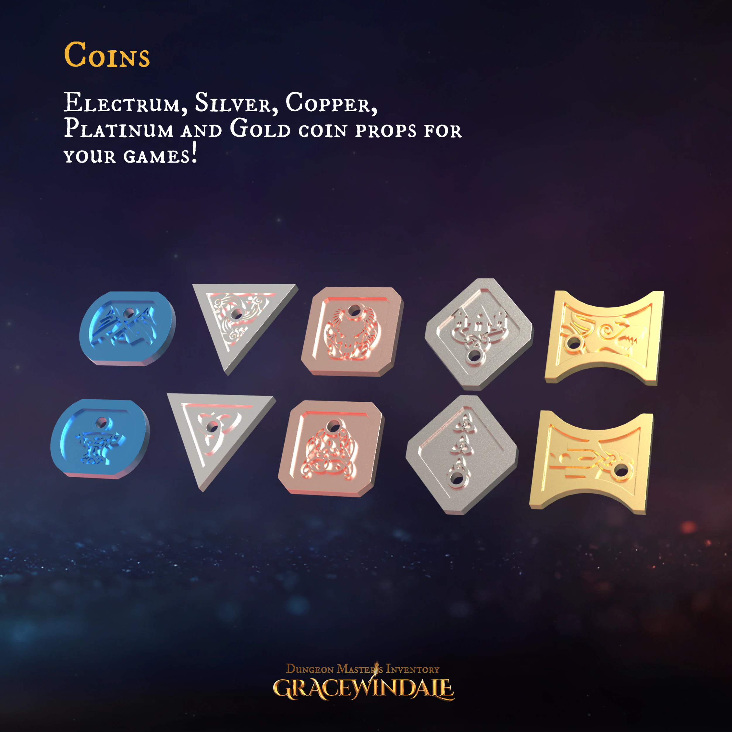 DMインベントリコイン 3Dプリントモデル .c4d .max .obj .3ds .fbx .stl .blend 