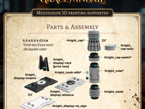 Knights Scroll Holder 3D Print Model