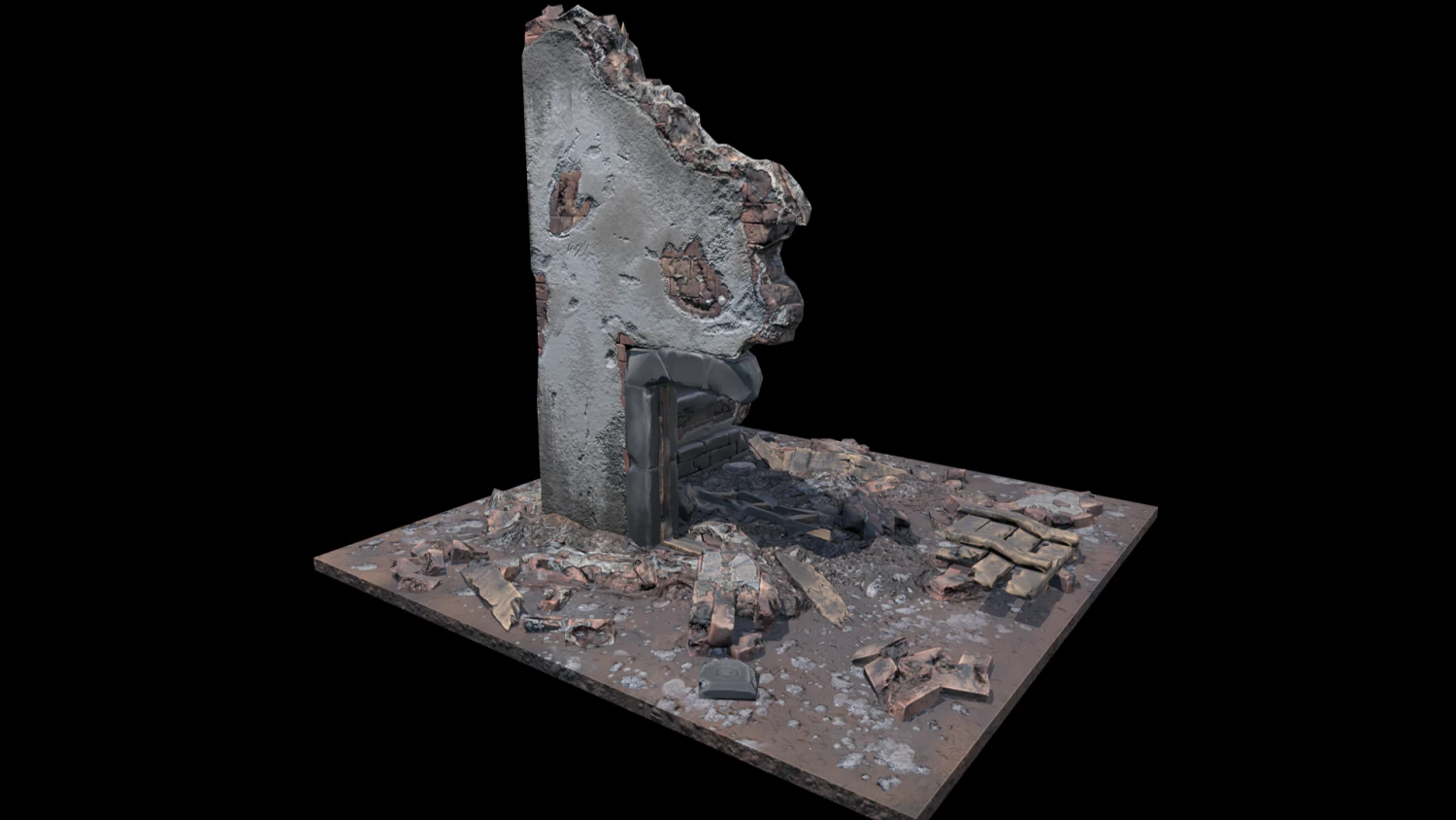 Damaged House 3D Model .c4d .max .obj .3ds .fbx .stl .blend