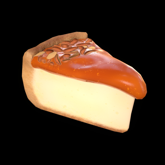 CheesecakeCaramelPiece 3D Модель .c4d .max .obj .3ds .fbx .stl .blend 