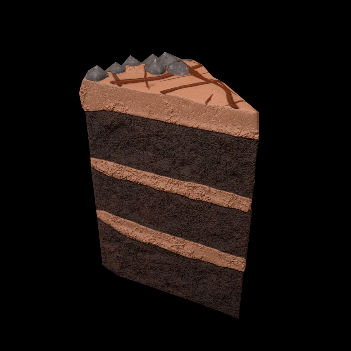 ChocolateGateauPiece 3D Model .c4d .max .obj .3ds .fbx .stl .blend 
