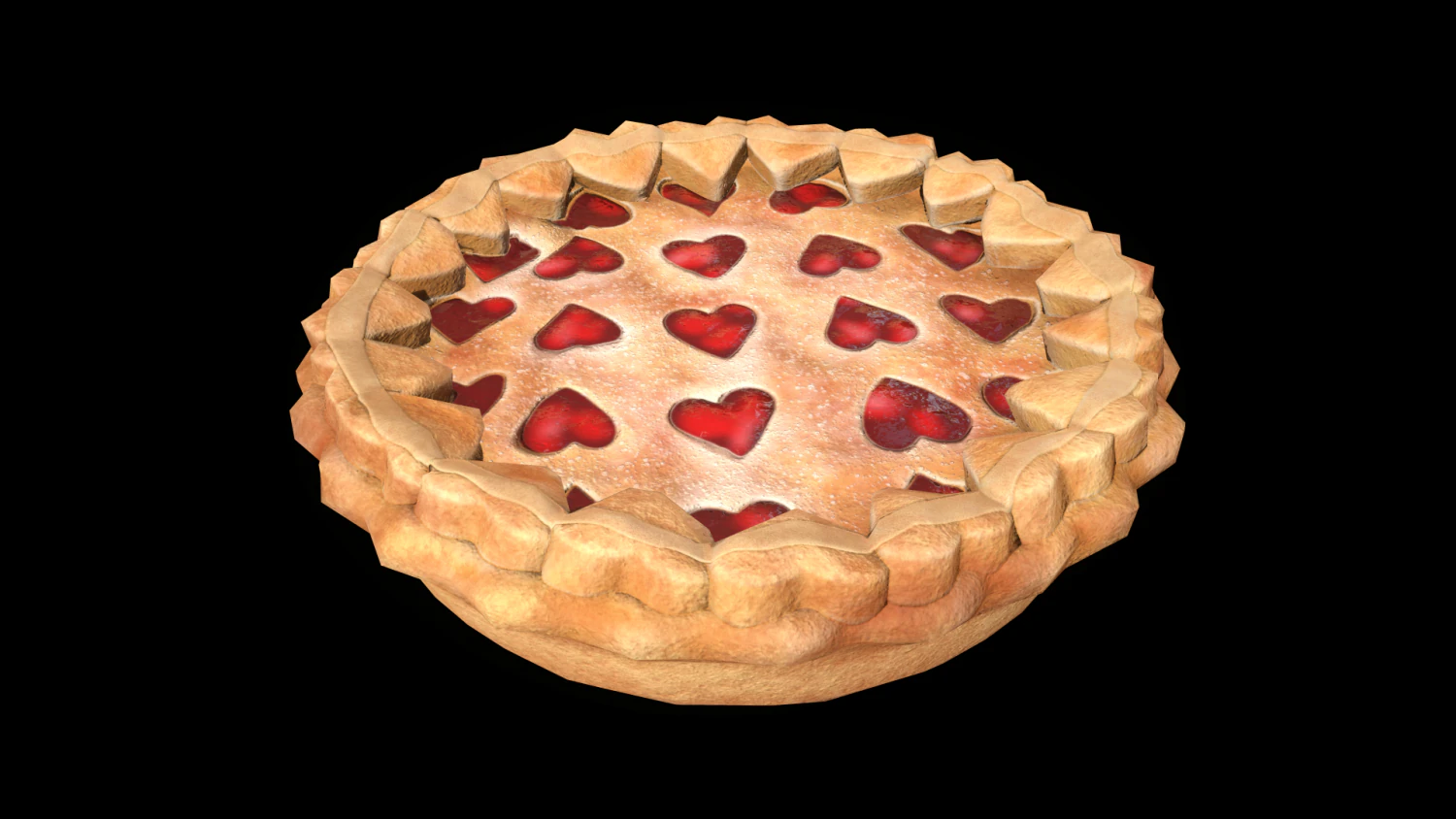 PieStrawberryHeart 3D Model .c4d .max .obj .3ds .fbx .stl .blend 