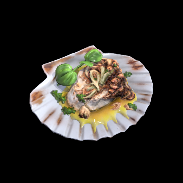 ScallopGrilledButter 3D 模型 .c4d .max .obj .3ds .fbx .stl .blend 