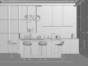 Kitchen Scene-1 3D Model