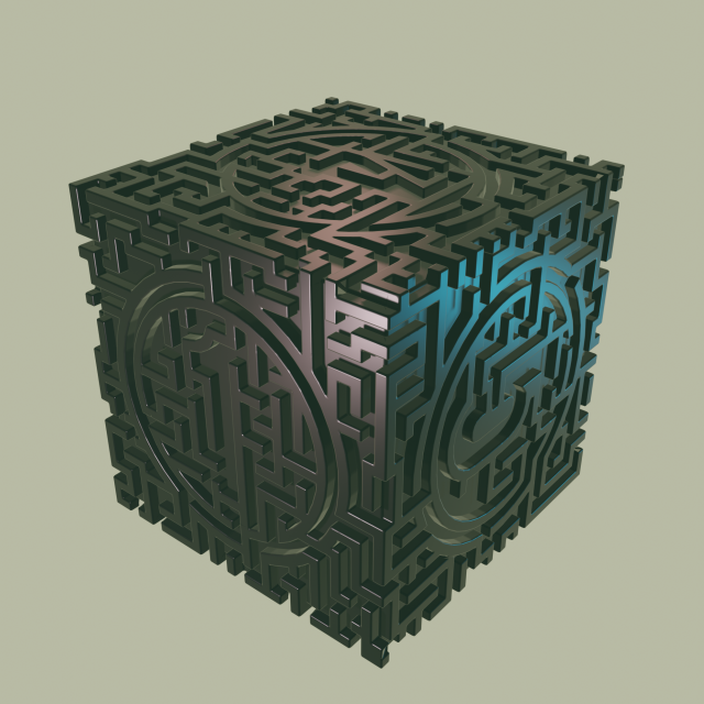 3D MODEL STL FILE CUBE LABIRINT 2 3D 打印模型 .c4d .max .obj .3ds .fbx .stl .blend 