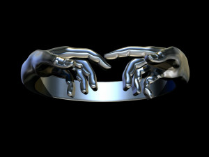 Hand Of God Ring Giving Life To Adam 3D print model 3D Baskı Modeli