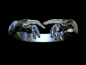 Hand Of God Ring Giving Life To Adam 3D print model 3D Print Model
