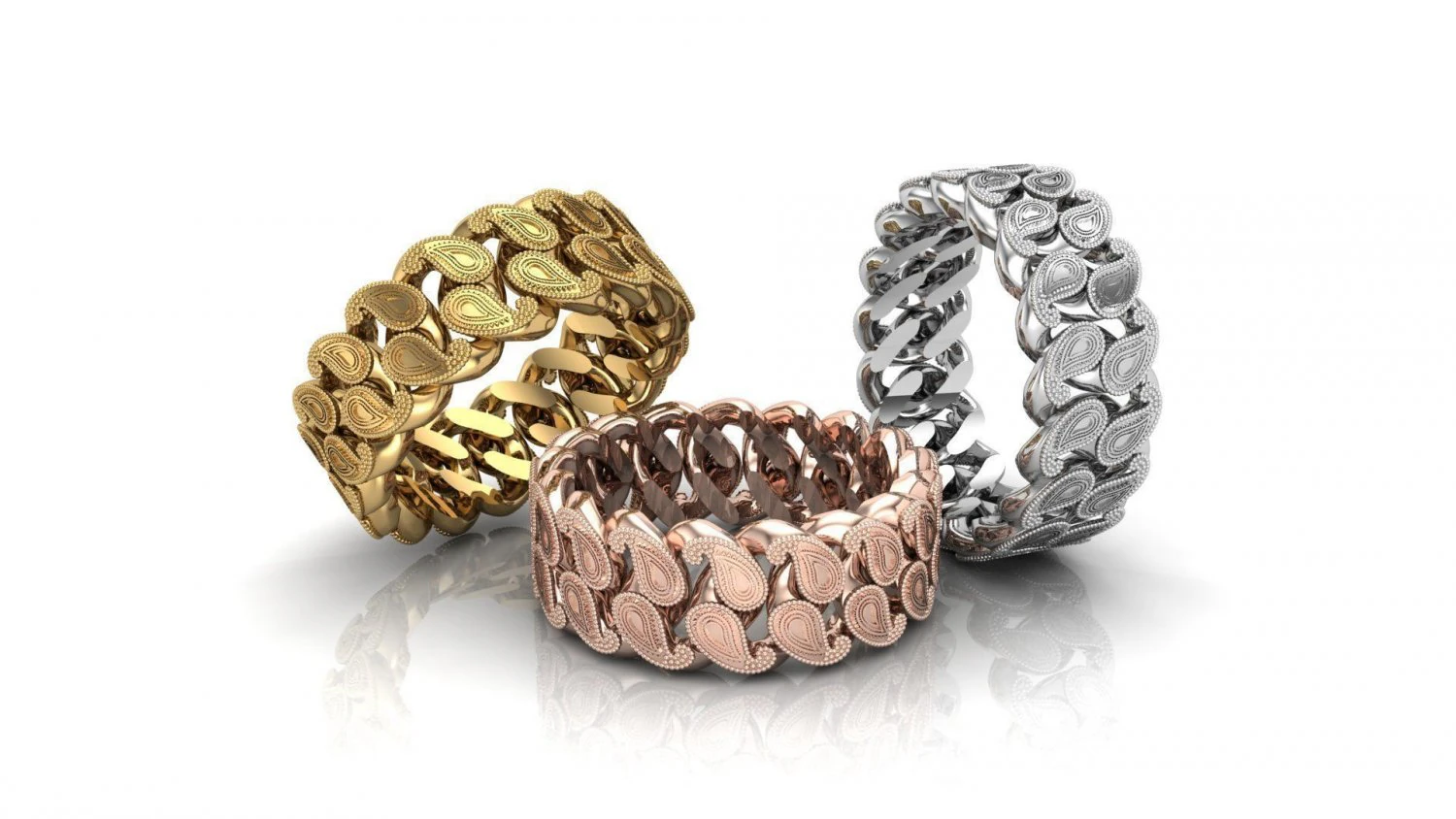 Cuban Link Paisley Brand Ring 3D Print Model .c4d .max .obj .3ds .fbx .stl .blend 