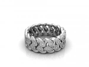 Cuban Link Paisley Brand Ring 3D Print Model