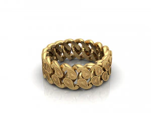 Cuban Link Paisley Brand Ring 3D Print Model