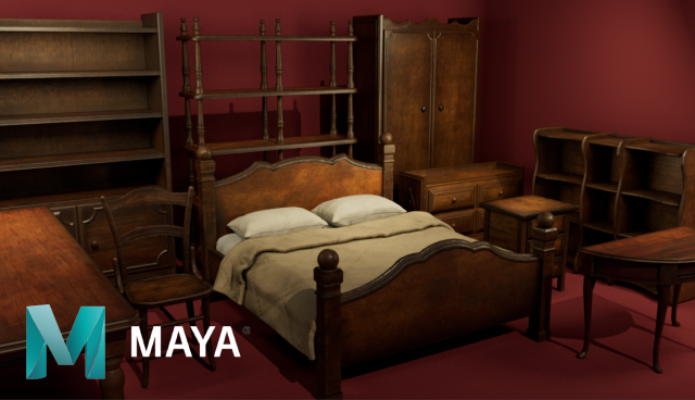 Classic Furniture Pack Unity Unreal MayaArnold BlenderCycles Sketchfab 3D-Modell .c4d .max .obj .3ds .fbx .stl .blend 