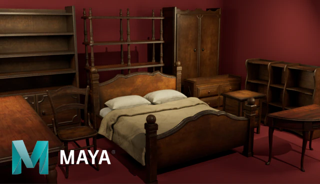 Classic Furniture Pack Unity Unreal MayaArnold BlenderCycles Sketchfab 3D Model .c4d .max .obj .3ds .fbx .stl .blend