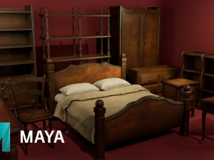 Classic Furniture Pack Unity Unreal MayaArnold BlenderCycles Sketchfab 3D Model