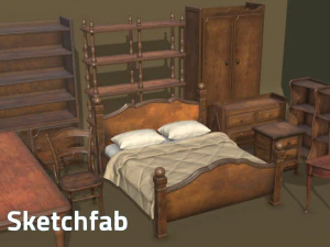 Classic Furniture Pack Unity Unreal MayaArnold BlenderCycles Sketchfab 3D Model