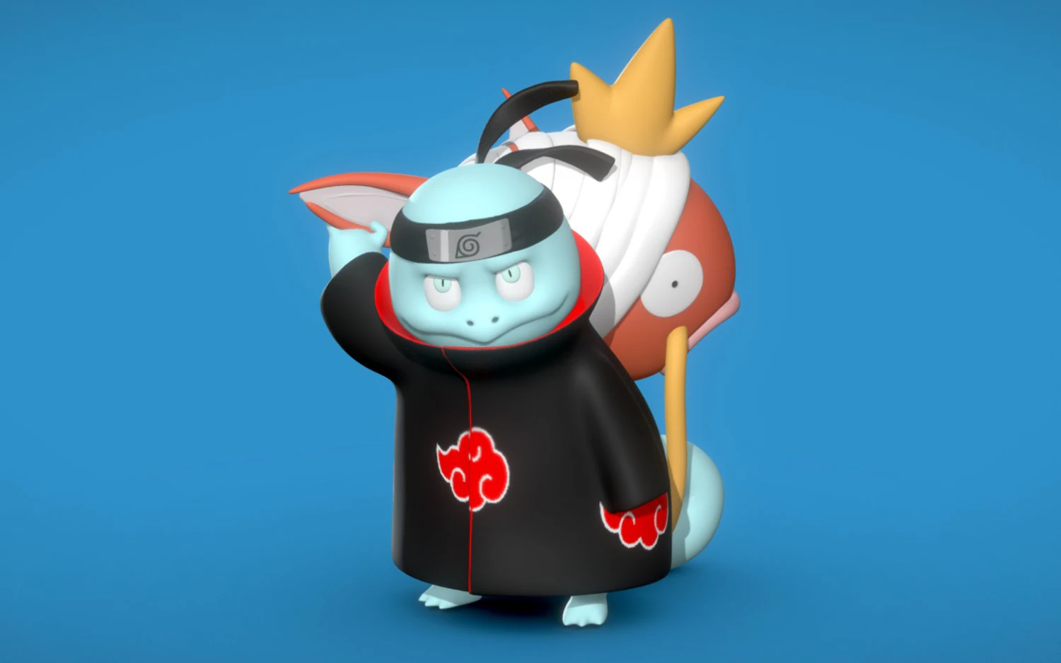 Squirtle Variant - Akatsuki Collection 3D Print Model .c4d .max .obj .3ds .fbx .stl .blend 