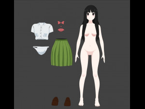 Student Girl - anime Modèle 3D