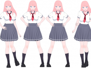 Student girls 3D Model