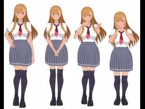 Student girls 3D Model