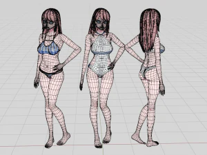 Summer Collection 5 Anime Bikini 3D Characters 3D Model