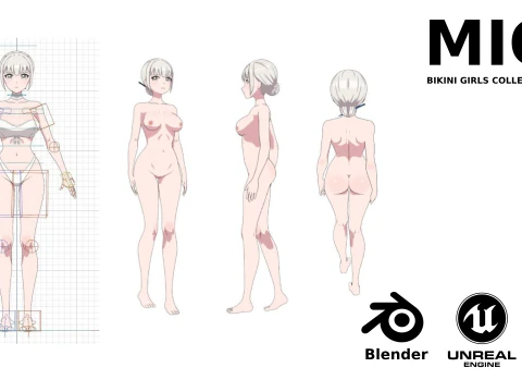 Mio - Bikini girl 3D Model