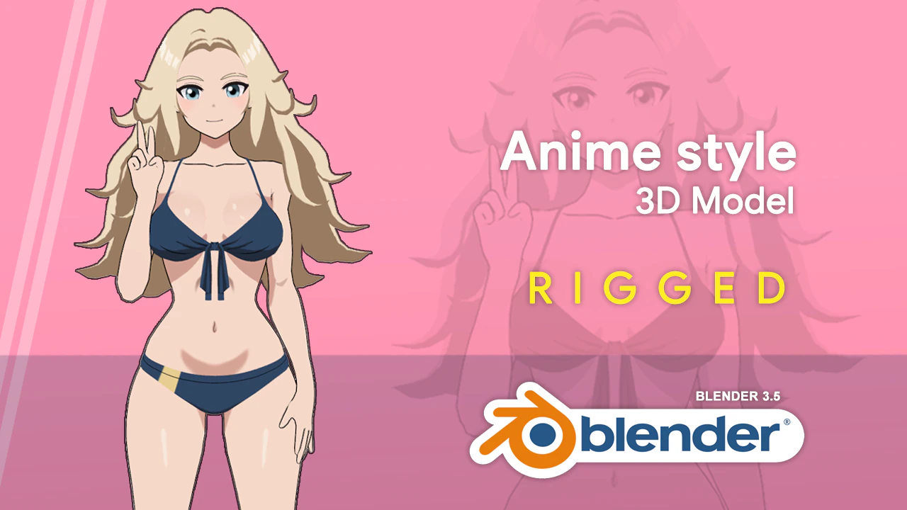 Haruka - Bikini Girl 3D Model .c4d .max .obj .3ds .fbx .stl .blend