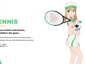 Anime Girl - Tennis Game 3D Model