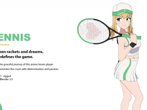 Аниме девушка - игра в теннис 3D Модель