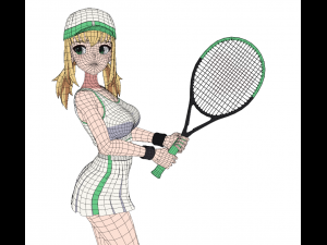 Anime Girl - Tennis Game 3D Model