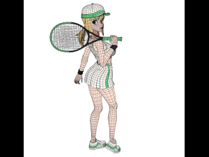Anime Girl - Tennis Game 3D Model