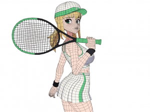 Anime Girl - Tennis Game 3D Model