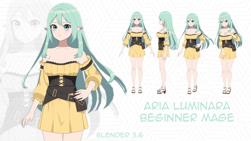 Aria Luminara - Beginner Mage 3D 모델 .c4d .max .obj .3ds .fbx .stl .blend 