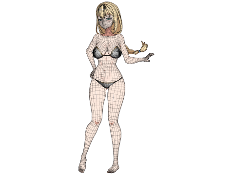 Anime Female Character in Bikini - 3D Модель