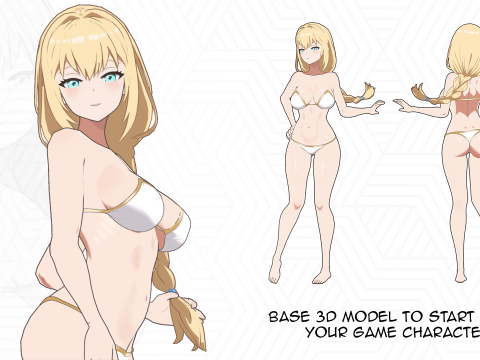Anime Female Character in Bikini - 3D Model