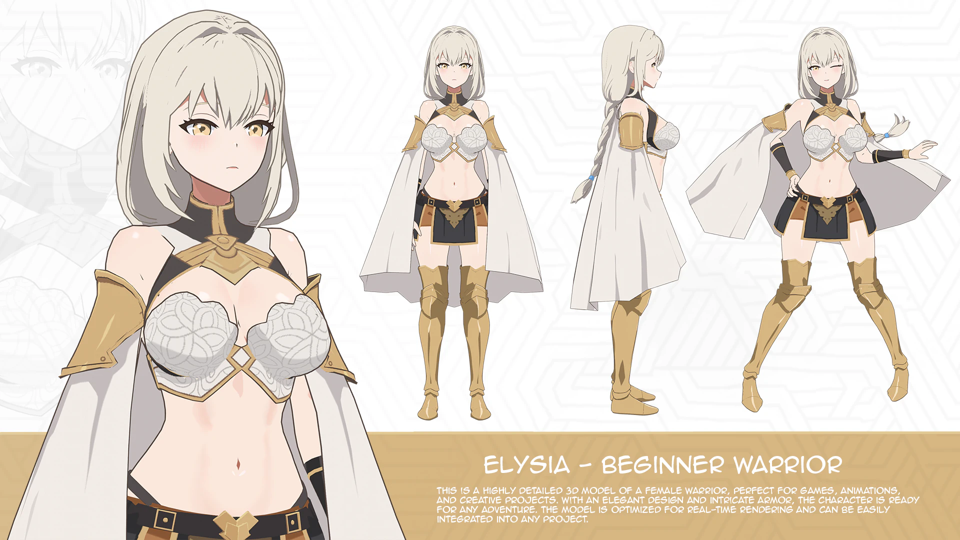 Elysia - Beginner Warrior 3D Model .c4d .max .obj .3ds .fbx .stl .blend