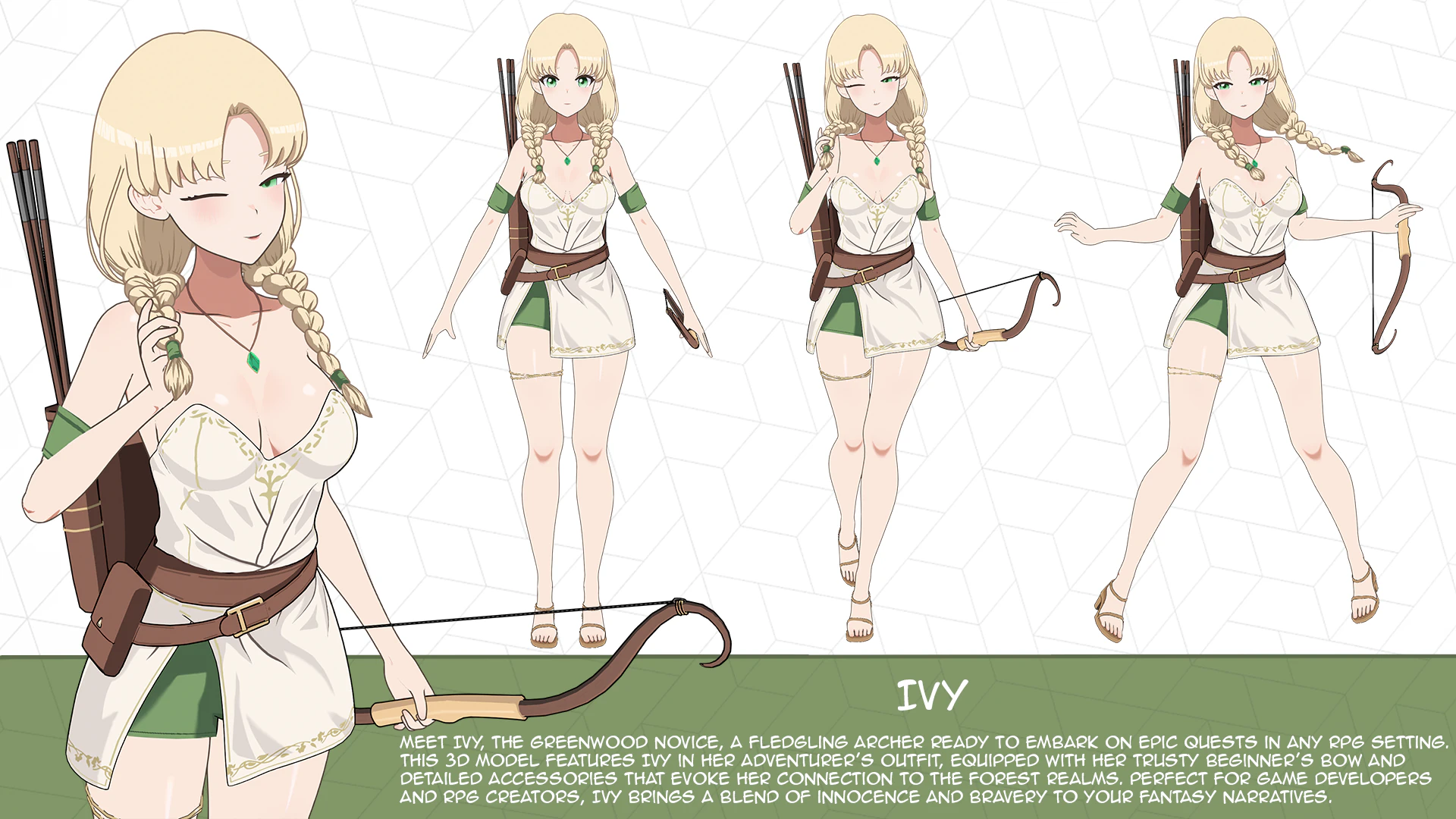 Ivy - Archer Begginer RPG 3D Model .c4d .max .obj .3ds .fbx .stl .blend 