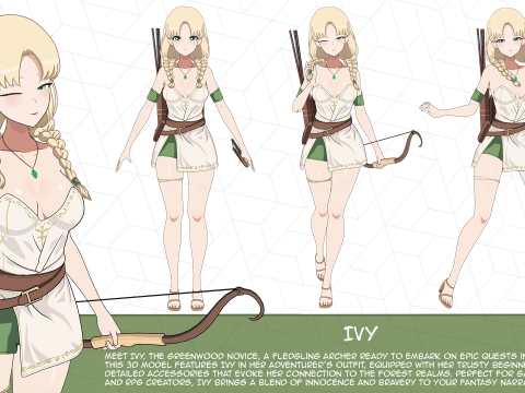 Ivy - Archer Begginer RPG 3D Model