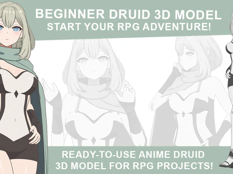 ANIME - RPG Druida Iniciante Modelo 3D