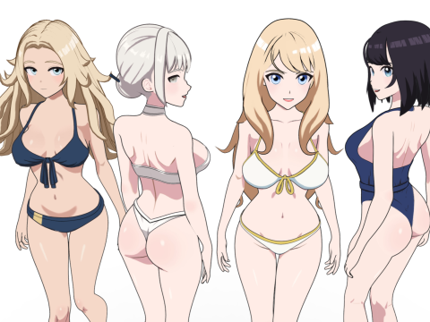 ANIME - Summer Collection 4 Bikini girls 3D Model