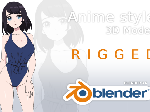 ANIME - Summer Collection 4 Bikini girls 3D Model