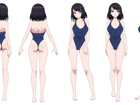 ANIME - Summer Collection 4 Bikini girls 3D Model