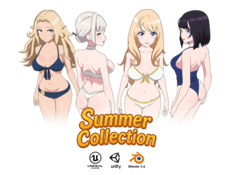 ANIME - Summer Collection 4 Bikini girls 3D Model
