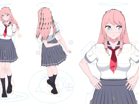 Anime girl - Student - 5 3D 模型