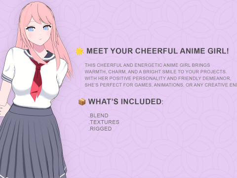 Anime girl - Student - 5 3D Model