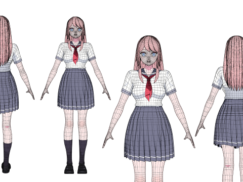 Anime girl - Student - 5 3D 模型