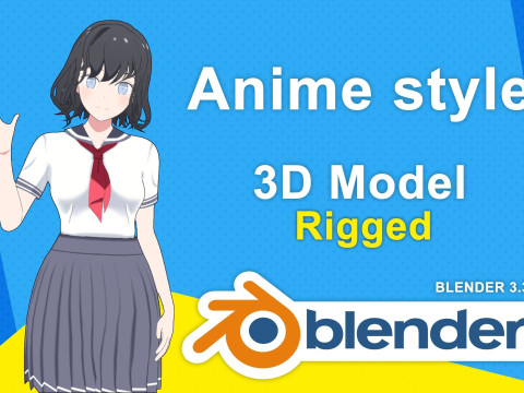 Anime girl - Student - 2 3D मॉडल
